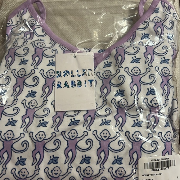 Roller Rabbit Monkey Mischa Wiman’s PJ Set In Lavender Size L - Picture 6 of 6